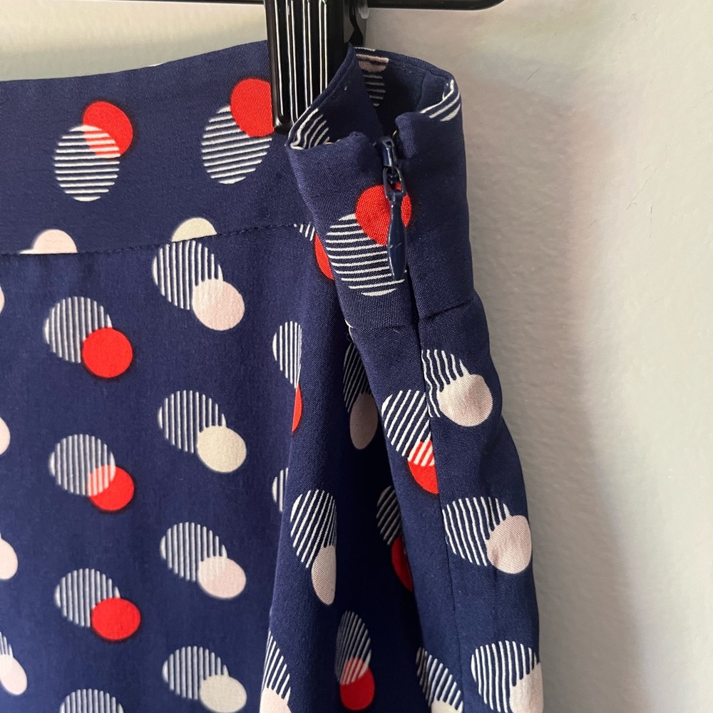 Kate Spade 100% Silk Holland Navy A-Line Skirt - Picture 2 of 6